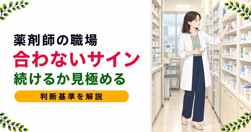薬剤師の職場が合わないサイン｜続けるか辞めるか見極める方法
