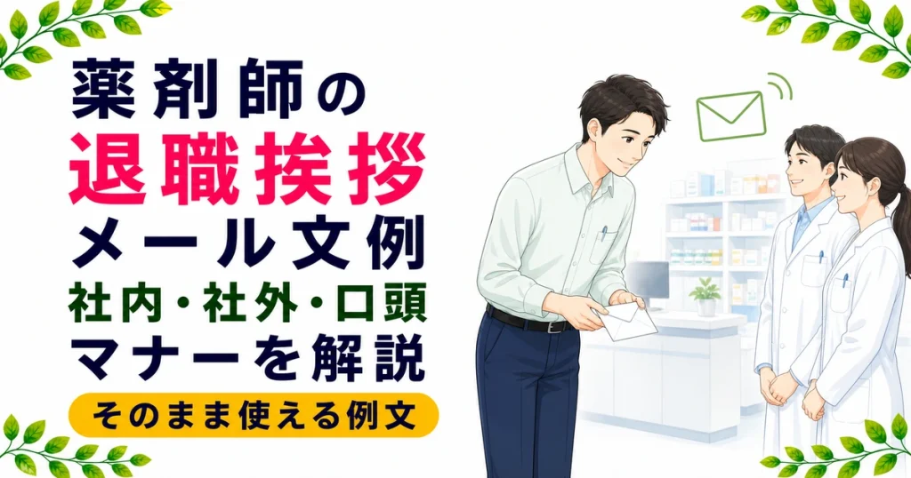薬剤師の退職挨拶メール文例｜社内・社外・口頭で使える例文とマナー