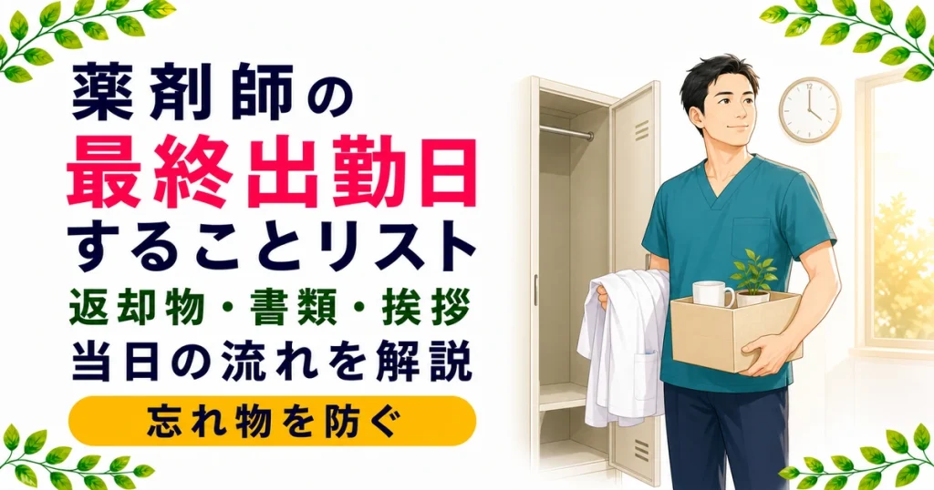 薬剤師の最終出勤日にすること｜返却物・受け取る書類・挨拶を解説