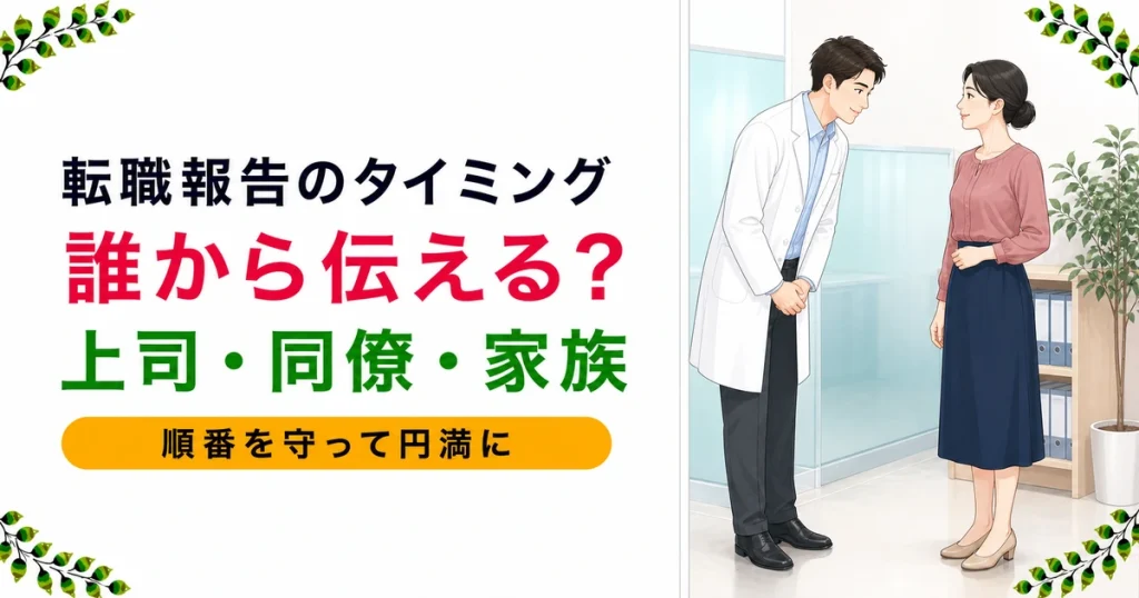 薬剤師の転職報告のタイミングと順番｜上司・同僚・家族へ周囲に伝える順