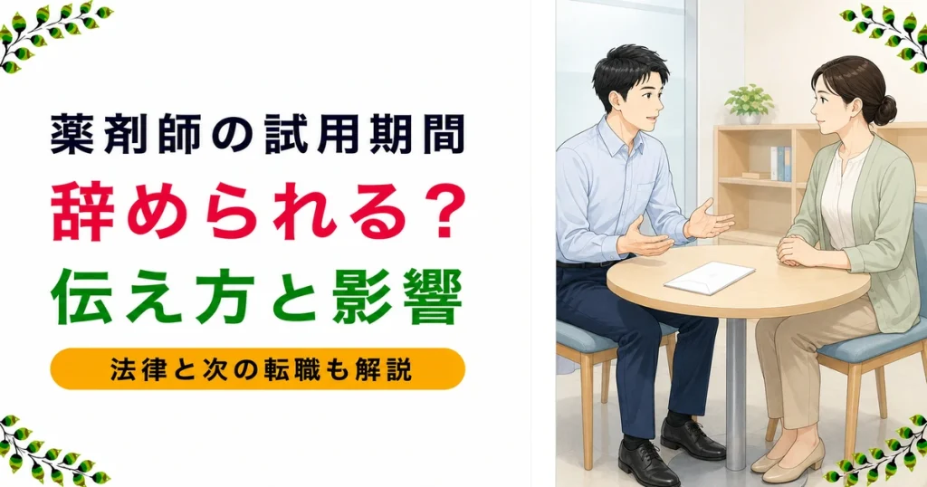 薬剤師が試用期間中に辞めたい…退職できる？伝え方・次の転職への影響・解雇・本採用拒否の対処法を現役薬剤師が解説