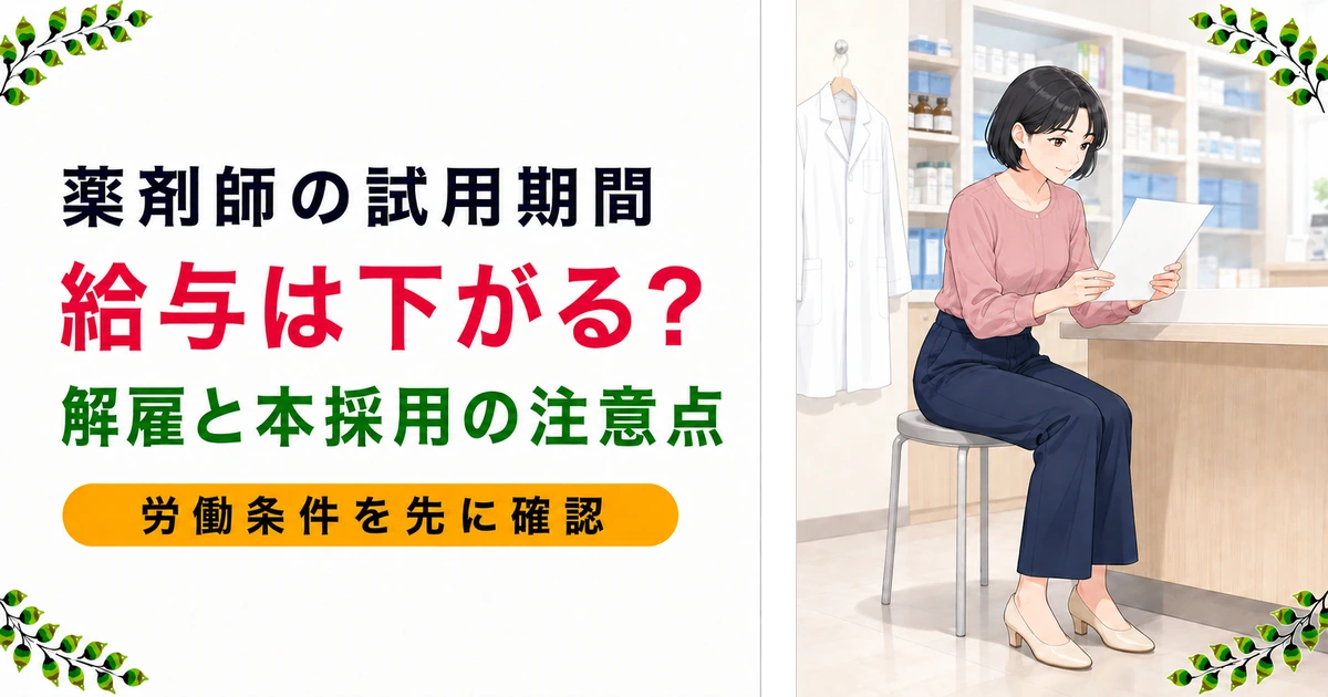 薬剤師の試用期間の注意点|給与・解雇で損しないために