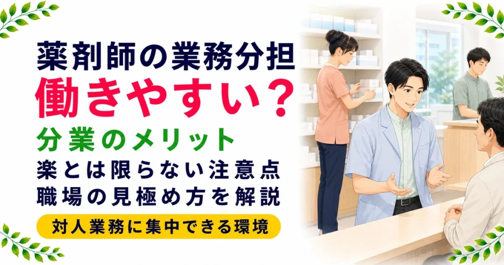 薬剤師は業務分担が進んだ職場が働きやすい？メリットと見極め方