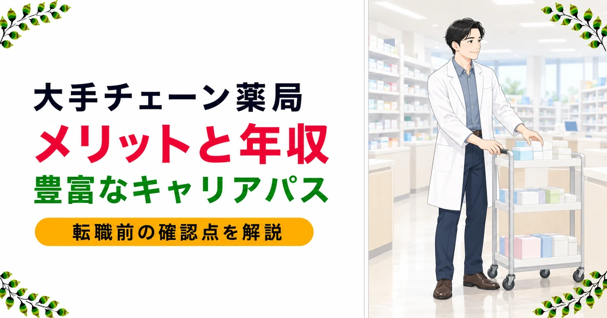 大手チェーン薬局の薬剤師とは|メリット・年収・キャリアパス