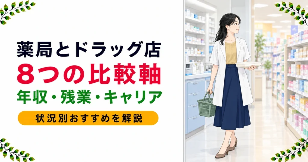 調剤薬局とドラッグストアへの転職の違いを徹底比較｜年収・残業・キャリアなど8つの比較軸と状況別おすすめを現役薬剤師が解説
