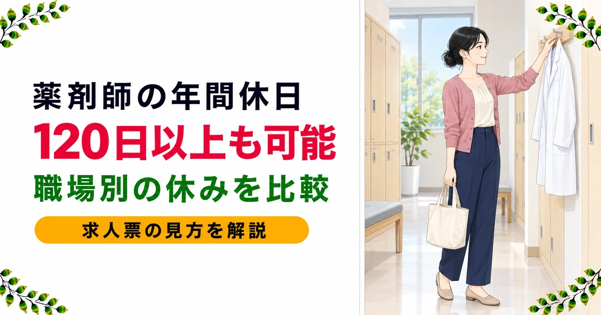 薬剤師の年間休日が多い転職先｜120日以上の職場の選び方