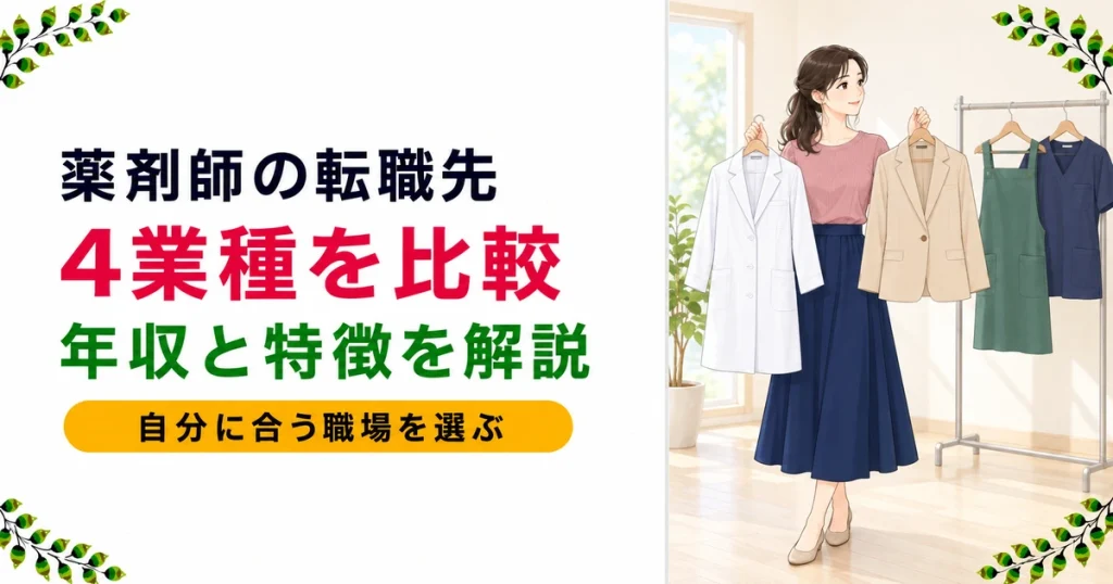 薬剤師の転職先比較｜調剤薬局・DS・病院・企業を年収と特徴で解説
