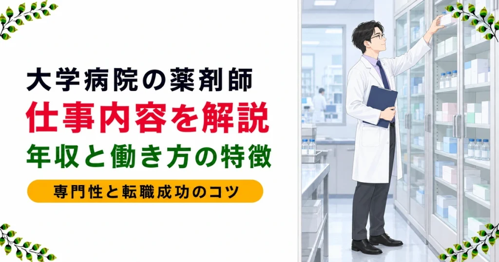 大学病院薬剤師とは｜仕事内容・年収・転職成功のコツ