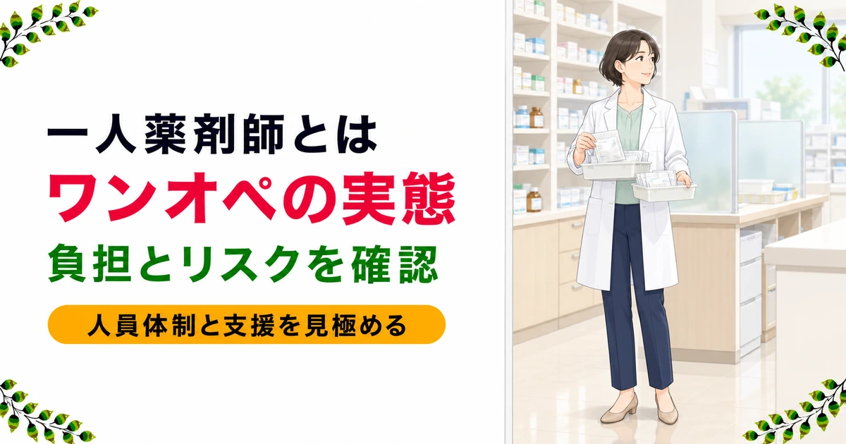 一人薬剤師（ワンオペ）とは｜メリット・リスクと求人の見極め方